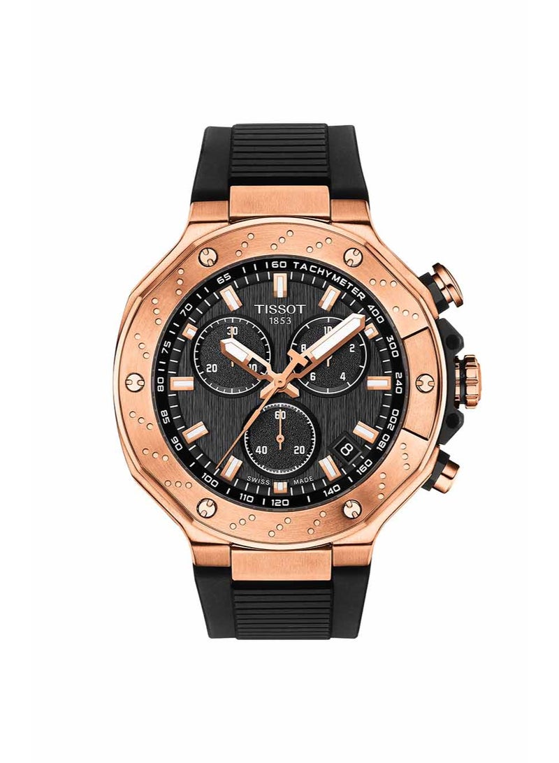 TISSOT T Race Chronograph Black Dial Black Strap Rose gold Tone Watch For Men - T141.417.37.051.00 - Image 1